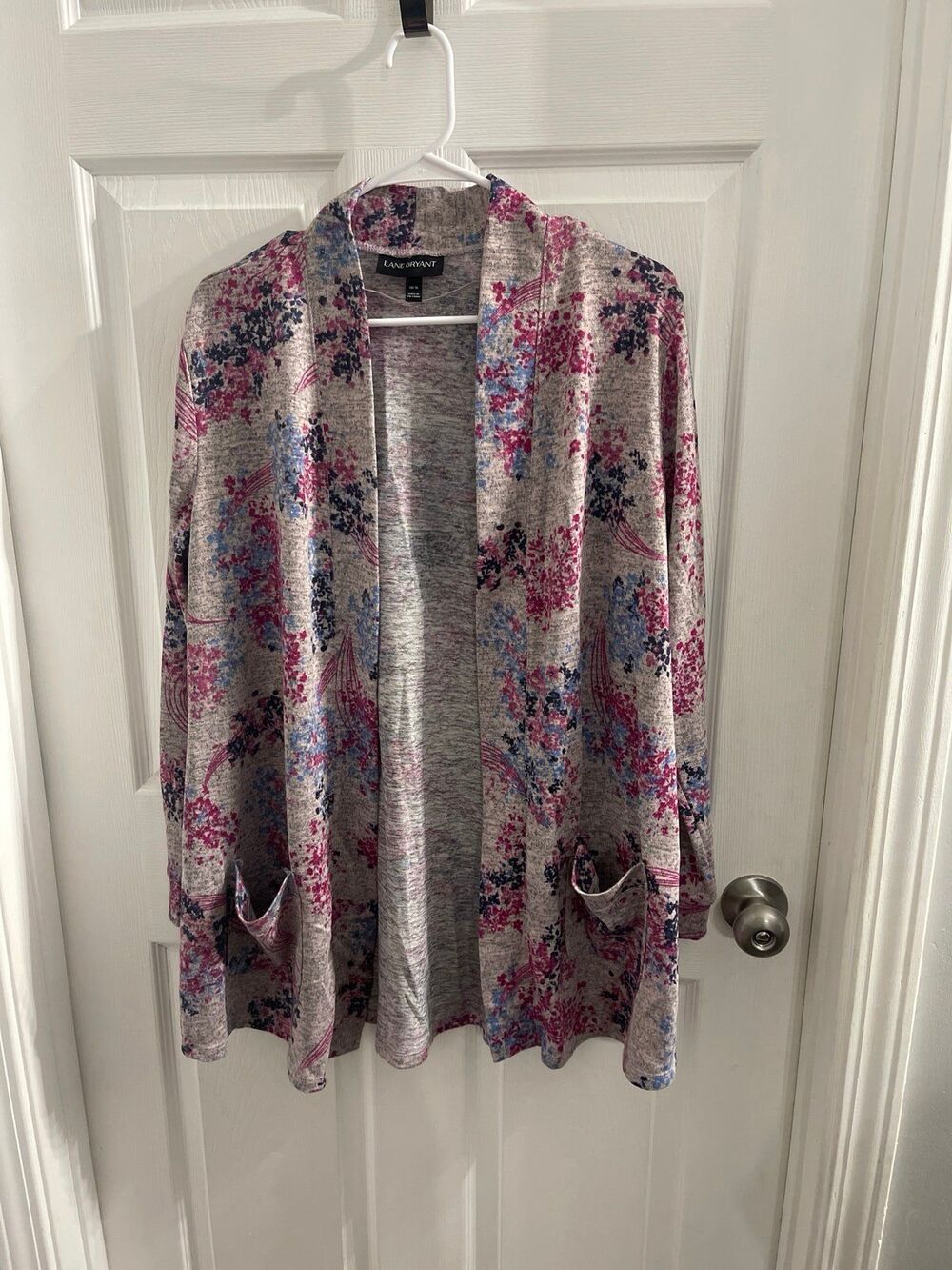 Lane Bryant Heather Gray Floral Cardigan Size 14/16